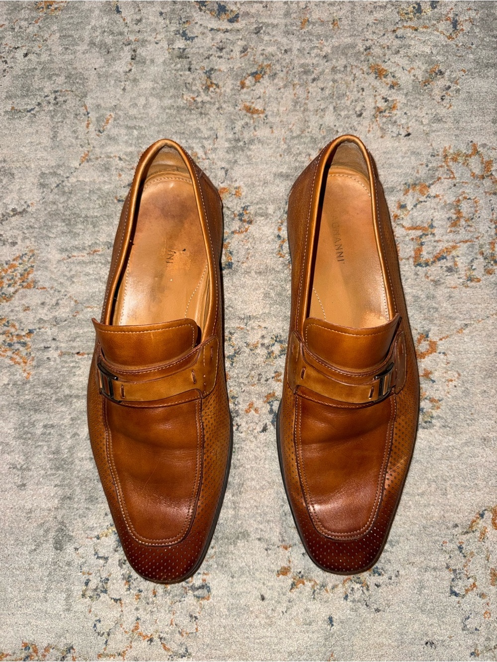 Men's Tan Leather Slip-On Loafers 9 1/2 9.5 Magnanni